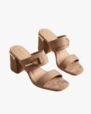 STELLAH Women’s Beige Block Heel Sandals