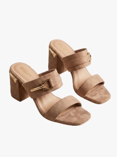 STELLAH Women’s Beige Block Heel Sandals