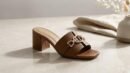 STELLAH Women’s Brown Block Heel Sandals