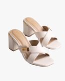 STELLAH Women’s White Block Heel Sandals
