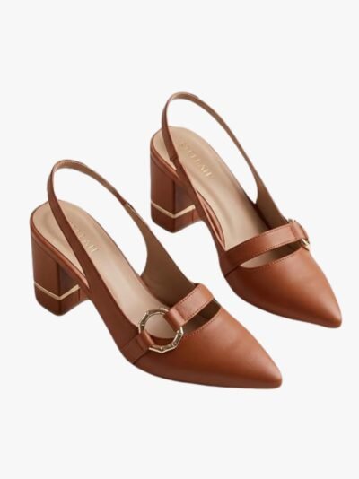 STELLAH Elegant Women’s Tan Slingback Heels